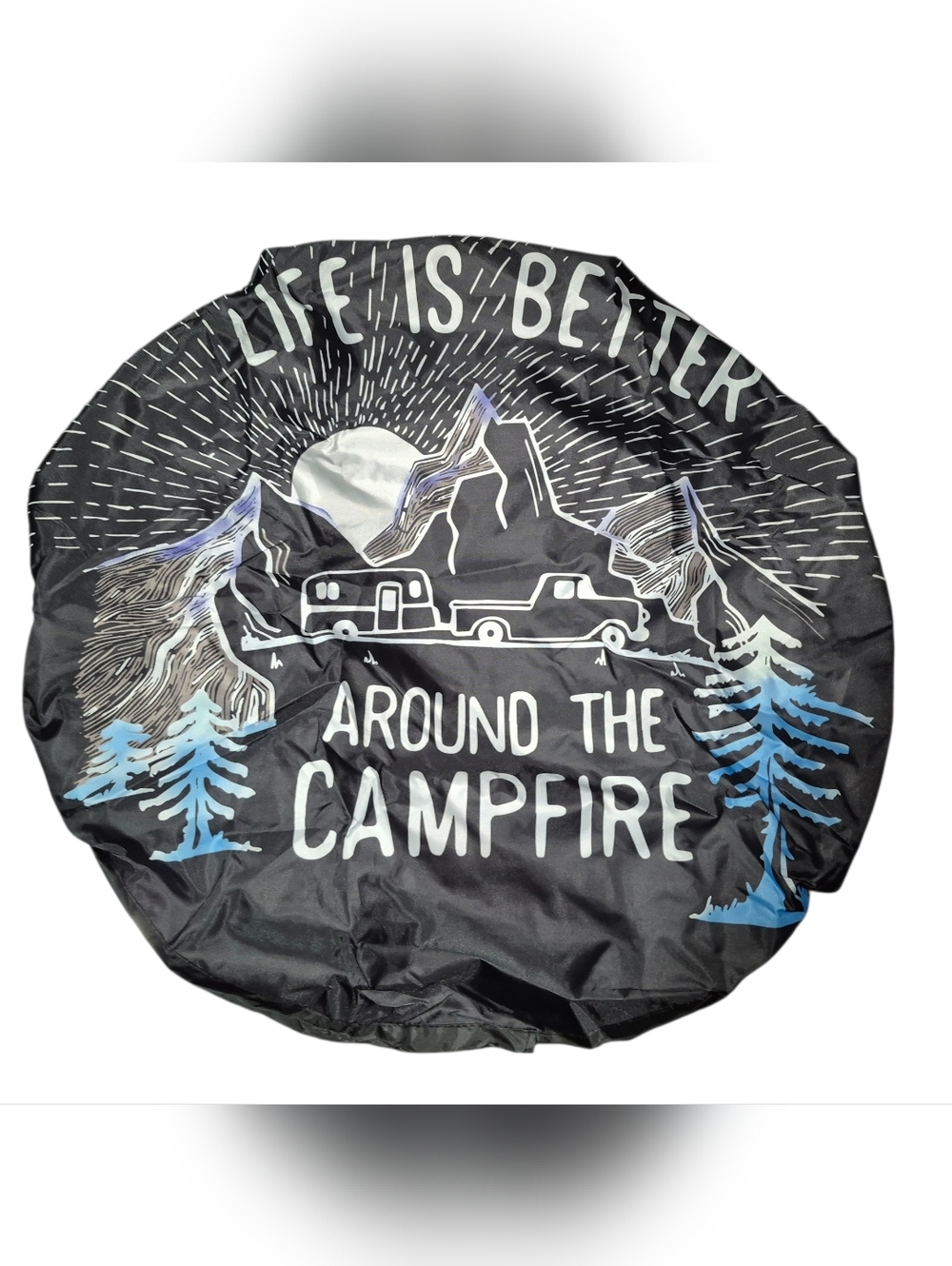 Life Is Better Around The Campfire  Tire Cover Black, Vinyl 16" Fits 29"-31" New